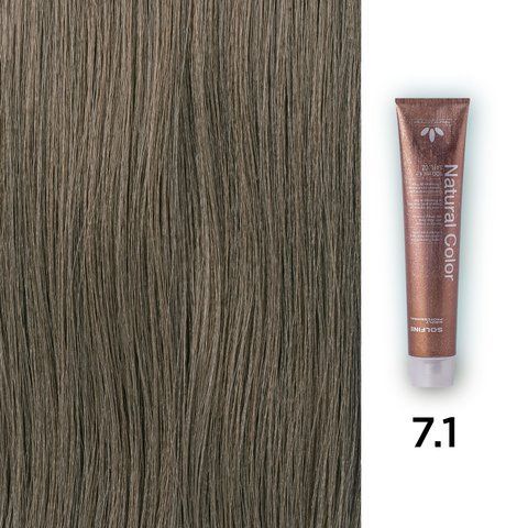 Фото Стійкий професійний перманентний фарбник Solfine Natural Color 7.1 - попелястий блонд, 100 мл 00041,