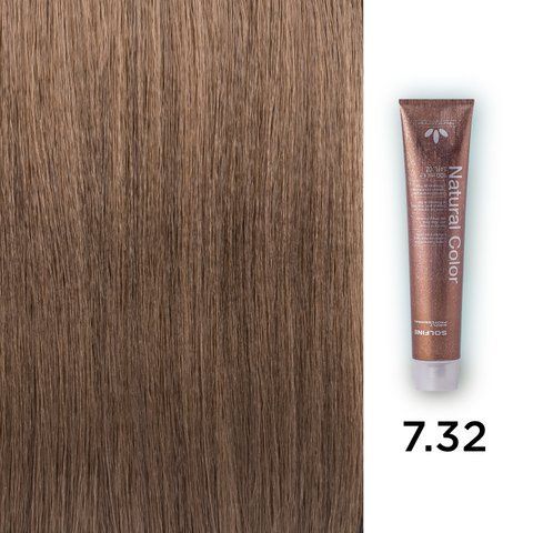 Фото Стійкий професійний перманентний фарбник Solfine Natural Color 7.32 - пісочний блонд, 100 мл 00049,