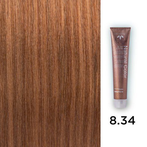 Фото Стійкий професійний перманентний фарбник Solfine Natural Color 8.34 - світло-золотистий мідний блонд, 100 мл 00130,