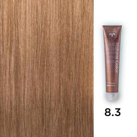 Фото Стійкий професійний перманентний фарбник Solfine Natural Color 8.3 - світло-золотистий блонд, 100 мл 00064,