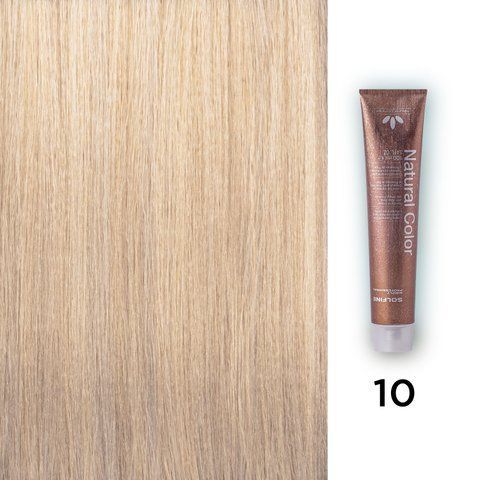 Фото Стійкий професійний перманентний фарбник Solfine Natural Color 10 - дуже світлий платиновий блонд,100 мл 00076,