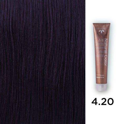 Фото Стійкий професійний перманентний фарбник Solfine Natural Color 4.20 - каштаново-фіолетовий, 100 мл 08 147 420,