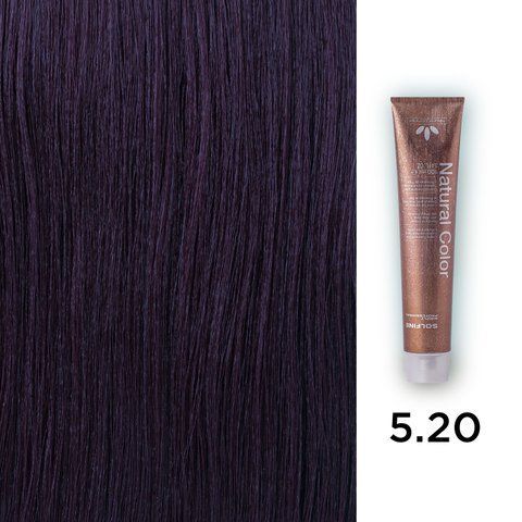 Фото Стійкий професійний перманентний фарбник Solfine Natural Color 5.20 - світлий каштаново-фіолетовий, 100 мл 00046,