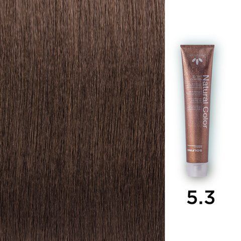 Фото Стійкий професійний перманентний фарбник Solfine Natural Color 5.3 - світло-золотистий каштановий, 100 мл 00061,