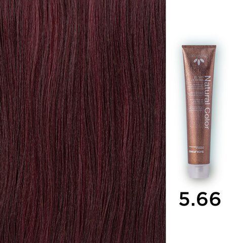 Фото Стійкий професійний перманентний фарбник Solfine Natural Color 5.66 - світлий яскраво-червоний каштановий, 100 мл 00035,
